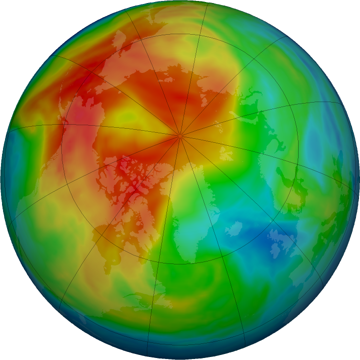 Arctic ozone map for 13 January 2021